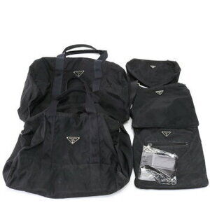Prada Tessuto Nylon Triangle Logo Leather Crossbody Bag Tote HRE